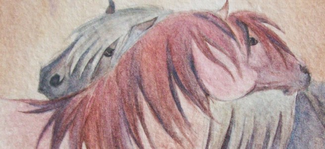 Grooming Ponies by Laurel Anne Equine Art