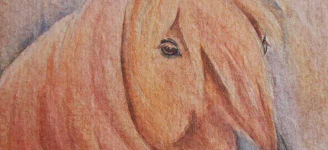 Chestnut Pony Original Watercolor Painting by Laurel Anne Equine Art